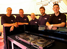 DJ console and technical team at the Spoony Classic golf day