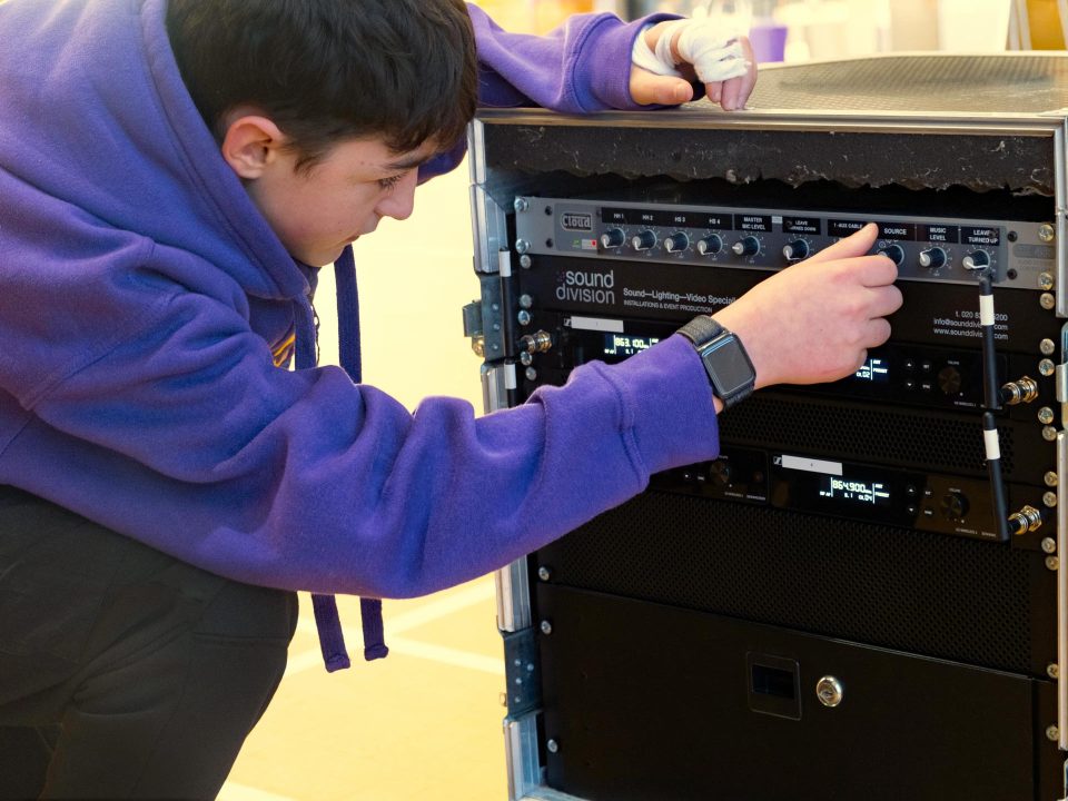 Gesher School audio cabinet